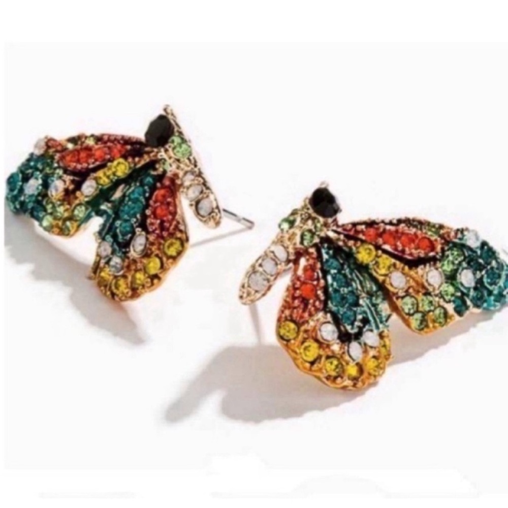 New! Rhinestone Butterfly Post Earrings (1037) NWOT